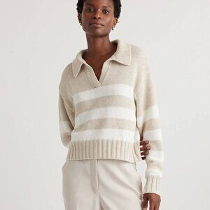NWOT (Quince) 100% Organic Cropped Cotton Polo Sweater